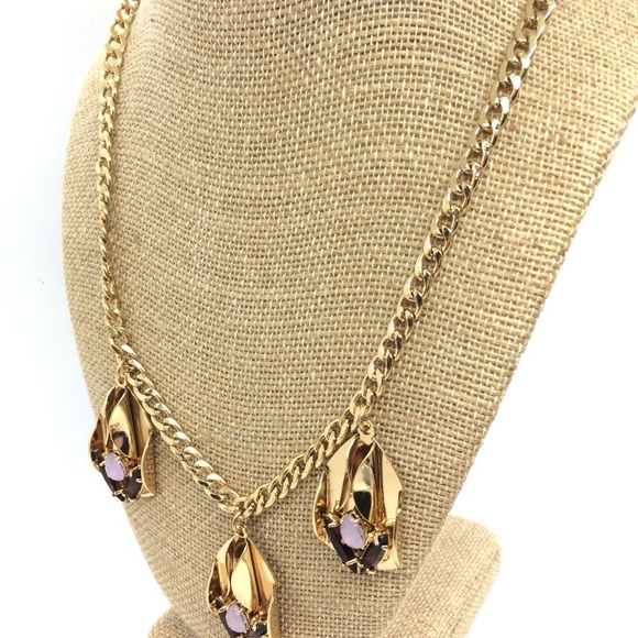 3/$30 JEWELMINT ART DECO STYLE GOLD STATEMENT NECKLACE OPAL RHINESTONE CHAIN - Picture 6 of 17